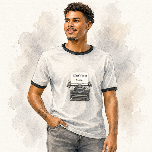 What’s Your Story? Vintage Typewriter Ringer Tee